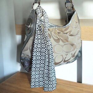 COACH SILK Purse Hair or Necktie Two Tone Reversible Monogram Blk/Gray